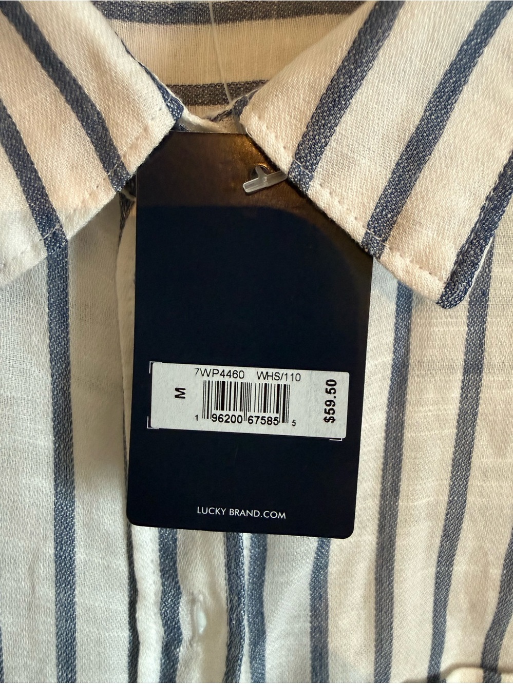 Lucky Brand Women’s White and Blue Vertical Stripe Button-Down Shirt Size M - Picture 4 of 13